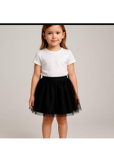 Gala Kız Çocuk Beli Lastikli Tütülü Etek Siyah