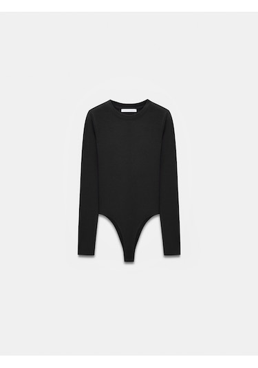 Dilvin 32695 Uzun Kollu Bodysuit-siyah Siyah
