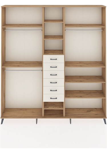 Arges Dolap 10 Raflı 6 Çekmeceli 3 Askılı 220x30x243 Çam-çam/aytaşı Atlas Çam/aytası