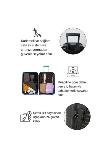 Kabin Boy %100 Polikarbon Valiz Parlak Siyah 1819 Siyah