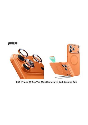 Apple iPhone Uyumlu  17 Pro Cloud Soft Kılıf + Kamera Lens Koruyucu Seti Turuncu