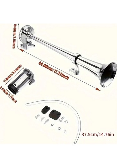 Pazly 1 Adet Siyah 12v Araba Kamyon Tren Kornası 120db Çiftli Universal Elektrikli Yüksek Sesli Korn