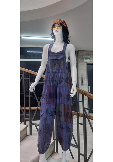 Hint Otantik Yıkamalı Taşlanmış Lacivert Şalvar Tulum Lacivert