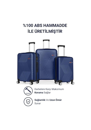 G&d Polo Suitcase Abs 3'lü Lacivert Lüx Valiz Seyahat Seti 600.04-set Lacivert