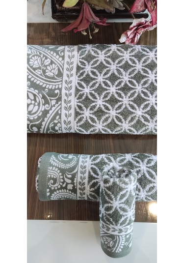 El Ve Yüz Havlusu Hediyeli 1adet Bukle Coton 70x140 Cm. Banyo Havlusu Yesil