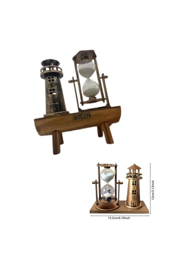 Hediyelik Eşya Retro Deniz Fenerli Kum Saati Ahşap Görünümlü Dekoratif Eşya