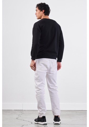 Dufy Siyah Bisiklet Yaka Regular Fit Erkek Sweatshirt Siyah
