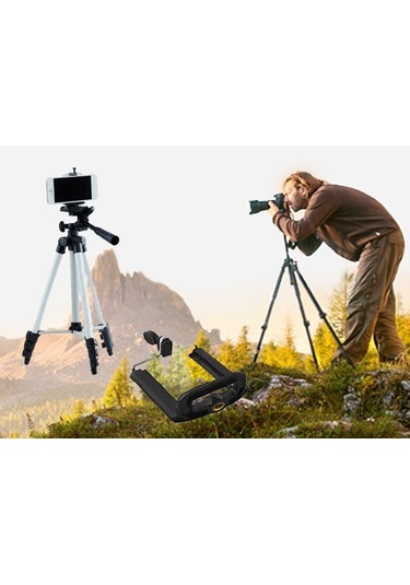 Tripod : Telefon Ve Kamera Tutucu Ayak + Telefon Tutucu - 105cm E