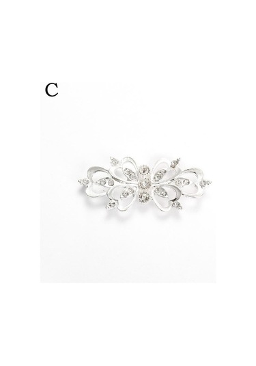 Gümüş 1 Çift Kazak Kristal Pin Hırka Klipler Aksesuarları Takı Taklidi Düğmeler Alaşım Toka Yaka Gümüş