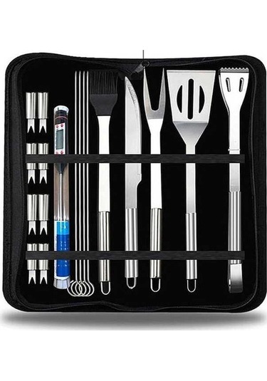 Wondernest 18'li Açık Sofra Seti Kamp Barbekü Piknik Alet Seti Termometreli Çok Renkli Çok Renkli