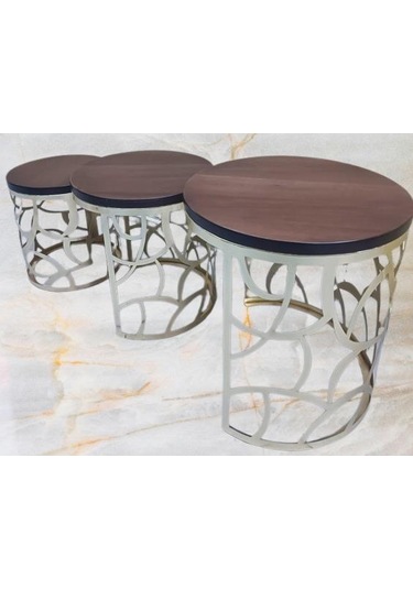 Zigon Sehpa Model 90516 Cnc Metal Kesim Osmanlı Desen Ceviz Renk El Yapım