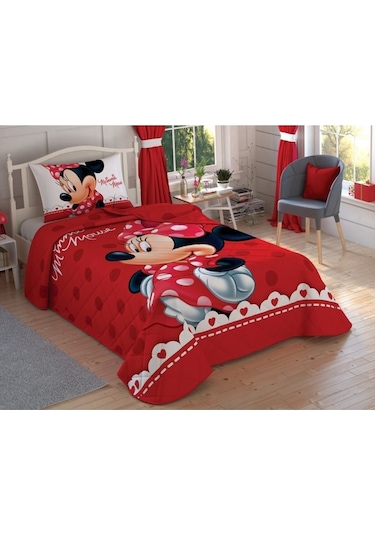 Taç Minnie Lovely Yatak Örtüsü Tek Kişilik