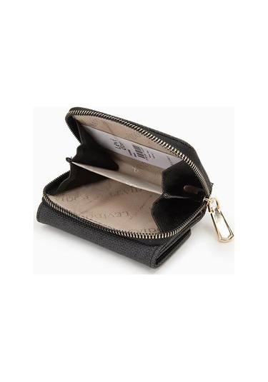 Dokulu Kumaş Detaylı Cüzdan - Siyah Siyah