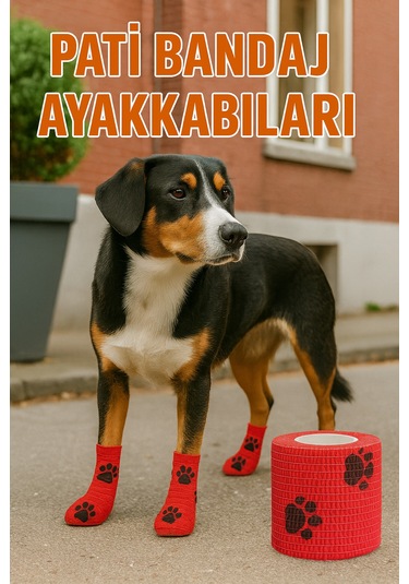 Pati Bandajı Ayakkabı Köpek Ve Kedi İçin Tüy Dostu Su Geçirmez Kendinden Yapışan Bandaj