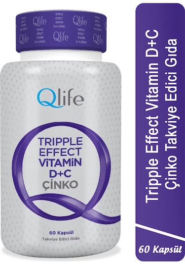 Qlife Tripple Effect Vitamin D Vitamin C Çinko 60 Kapsül