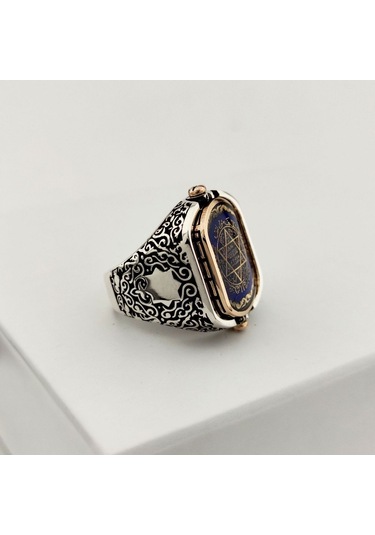 925 Ayar Otantik Motifli Çift Taraflı Mührü Süleyman Gümüş Yüzük Silver