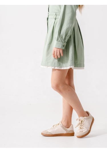 Kız Çocuk Garnili Kot Etek 2603 Yeşil