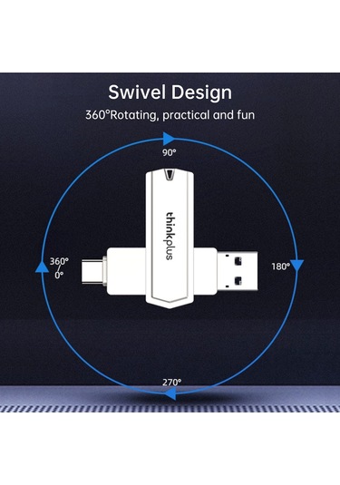 Jeemson 联想 Thinkplus Tpcu301plus Çift Portlu Usb 3.0+type-c Usb Bellek, 64gb, Çinko Alaşımlı Kasa, Telefon-bilgisayar Desteği, Plug And Play