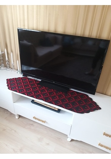 Finezza Üç Boyutlu Damla Desen Leke Tutmaz Kırmızı Runner