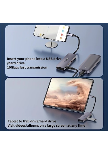 Xuweiwei 4 In 1 4c Hub Usb3 2 10gbps Yuksek Hizli Veri Transferi 4 Type C Portlu Mobil Telefon Tablet Uyumlu Windows İos Sistemleri Destekler