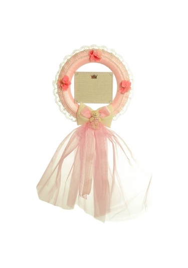 Süslebabypartystore Isimlikli Tüllü Halka Kapı Süsü, Pembe