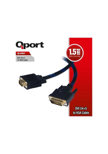 Qport Q-Vdv Dvi 24+5 To Vga 1.8M Kablo Aktif Dönüştürücü