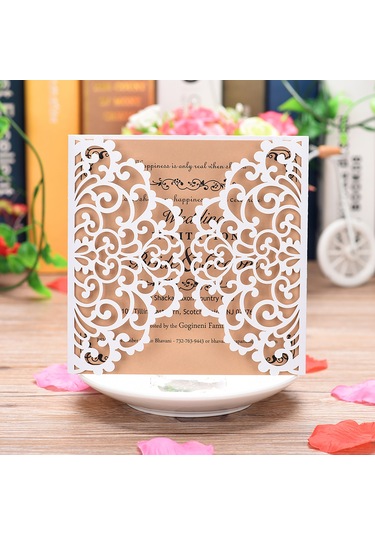 Mufunye 10 Adet İnci Kağıdı Çiçek Desenli Davetiye Kartı - Düğün, Doğum Günü Ve Özel Günler İçin Şık Set XL