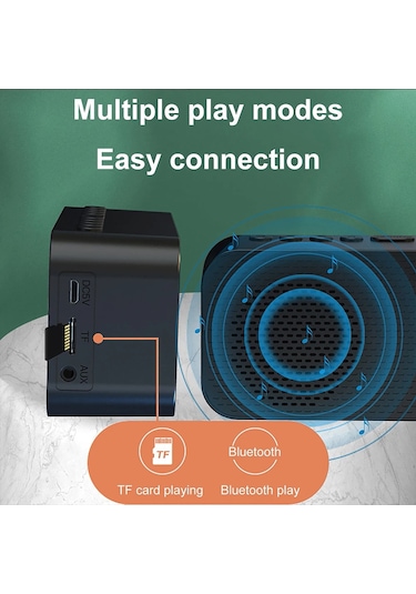 Geeroyoo Beyaz Taşınabilir Bluetooth Hoparlör - Dijital Saat, Fm Radyo, Tf Kart Desteği, Usb Şarjlı Ev Ve Dışarı Kullanımı