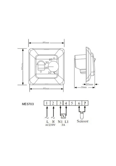 Geeksen 230V Mekanik Programlanamayan Manuel Termostat A