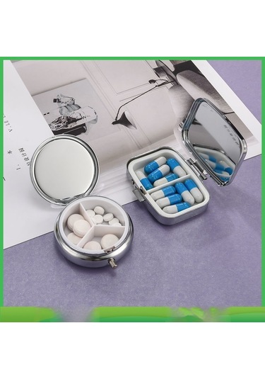 Likeable Küçük Mühürlü, Neme Dayanıklı Ilk Yardım Saklama Şişesi, Iki Ve Üç Bölmeli Küçük Saklama Kutusu. Metal Hap Kutusu - Üç Bölmeli Yuvarlak İkili Paket