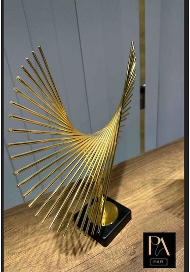 Gold 2'li P Ofis Metal Aksesuar Biblo Ev Salon Dekorasyon Obje