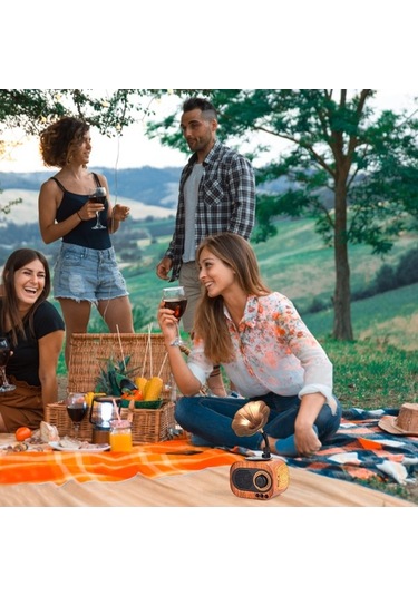 Flybuy Retro Stil Kablosuz Bluetooth Hoparlör, 5w Ahşap Dış Mekan Ses Sistemi