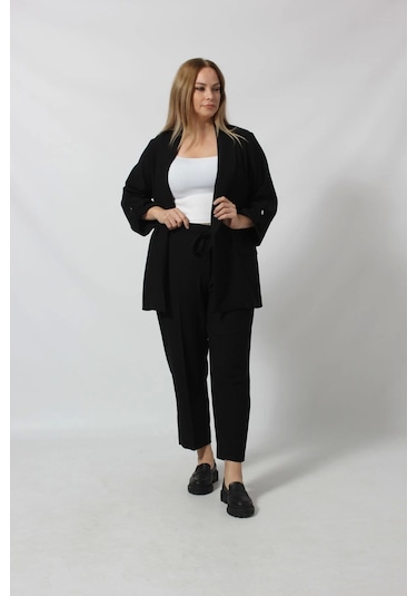 Moda Berray Şık Blazer Ceket Ve Pantolon Takım Siyah