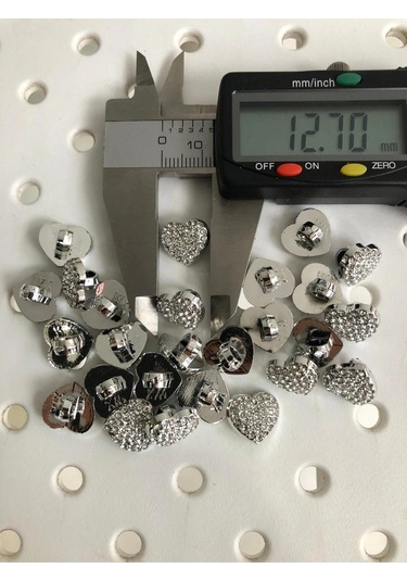 Özel Taşlı Nikel Kalp Düğme 12.70 Mm 20 Boy 10 Adet