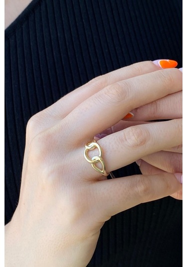 Zümrüt Sarraf 14 Ayar Yeşil Altın Kadın Zincir Detay Yüzük 553891741