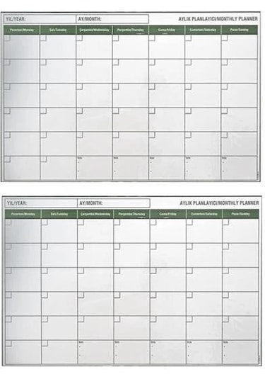 Buğz Manyetik Yapışkanlı Bir Aylık Program Planlayıcı Takvim 85x56 Cm