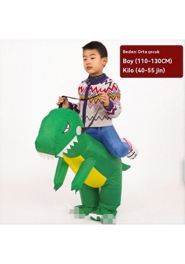 Unicomlifeerp Dinoşarj Kıyafetleri Çocuk Ve Yetişkin Aile Spor Etkinliği Kukla Yürüyüş Kostümleri Cadılar Bayramı Çocuk Gösteri Kostümleri Yeşil 6-8