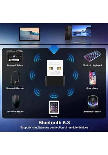 Ax900 Usb Wifi 6 Bluetooth 5.3 Adaptörü 2'si 1 Arada Dongle Çift Bant 2.4g 5 Bt5.3 900mbps