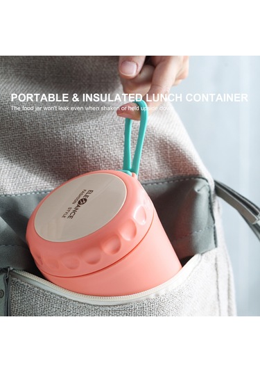 Hangfox 304 Çelik Isı Saklama Çorba Kavanozu, Leak-proof Kapaklı, Geniş Açık, Taşıma Koluyla, 400-500ml, Ev/ofis/kamp Kullanıma Uygun Yeşil