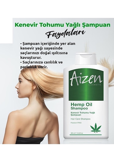 Aizen Cosmetic Kenevir Yağlı Şampuan 400 ML