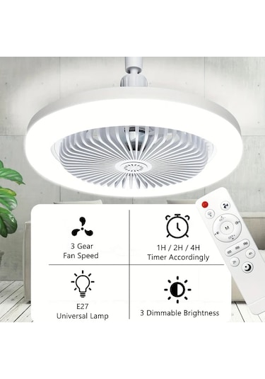 Dashanshop Xbate 2si 1 Arada Cok Fonksiyonlu Tavan Fani Isik Ve Renk Degistirme 25.4cm Beyaz Gri 50w