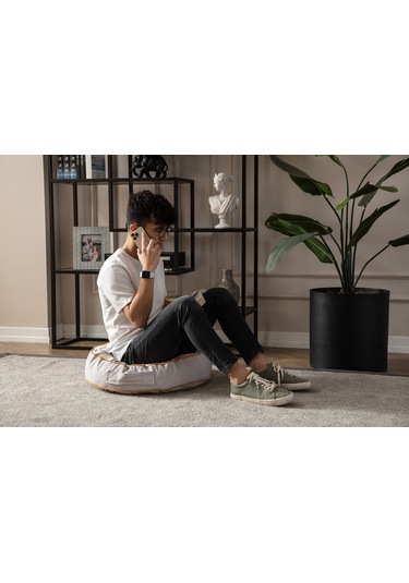 Şeritli Puf Minderi, Büyük Boy, Yer Minderi, Balkon Ve Teras İçin