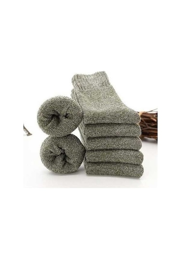 Yingfu Erkek Kış Çorapları, Kalın Nefesli İş Çorapları, Pamuk Asker Yeşili Asker Yeşili