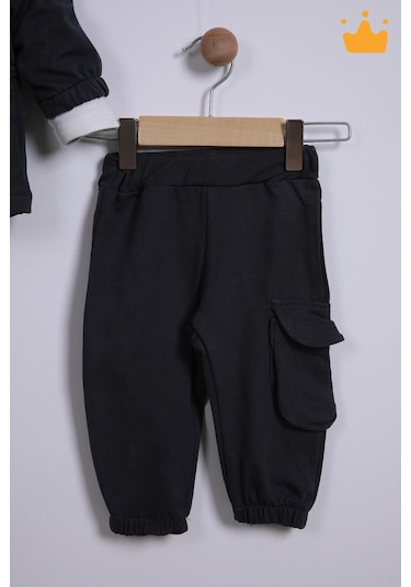 Babyhola 3'lü Kapüşonlu Hırka Badi Pantolon Erkek Bebek Çocuk Alt Üst Takım 001