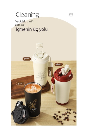 Sorunsuz Çift Kişilik İçecek Termos Bardak-light Cup Beyaz