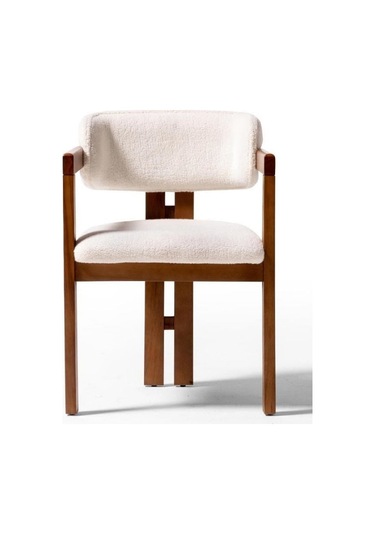 Narvik İskandinav Still T Model Ahşap Sandalye Ceviz - Krem