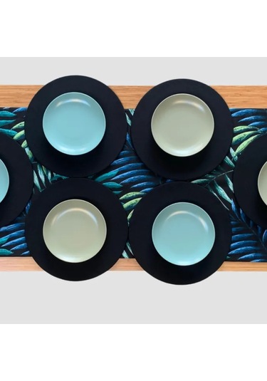 Uretti - Nebile 2034 - El Yapımı Siyah Runner - 6'lı Supla Amerikan Servisi Takım Siyah