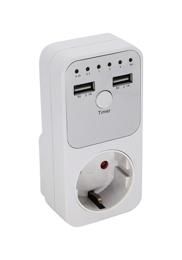 Yaleker Akıllı Zaman Kontrolü Çevirici Prizi, 2 Usb 5v/2.1a Çıkışı, 16a/3680w Yük Kapasitesi, Avrupa Standartı Eu
