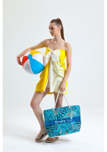 Monte Lui 1301-3 Plaj Çantası Desenli Mavi