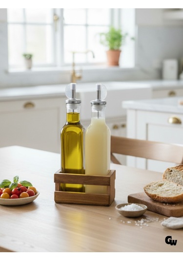 Ahşap Doğal 2li Yağdanlık Ve Sosluk Ahşap Cam Set Takımı Set Kiraz Kısa Başlık 1 Set Ahşap